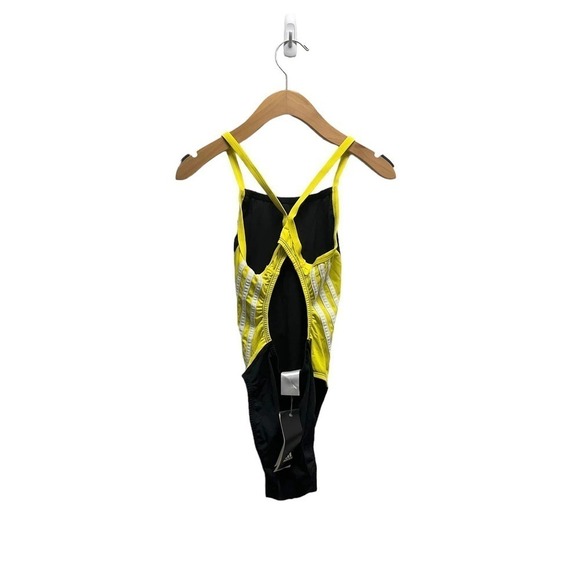 Adidas Solid Splice Vortex Back One Piece Swimsuit Yellow - Picture 4 of 6